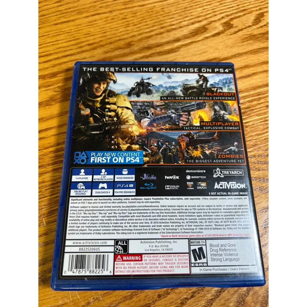 Call of Duty Black Ops 4 IV PS4 Sony PlayStation 4 Video Game 2018 Activision